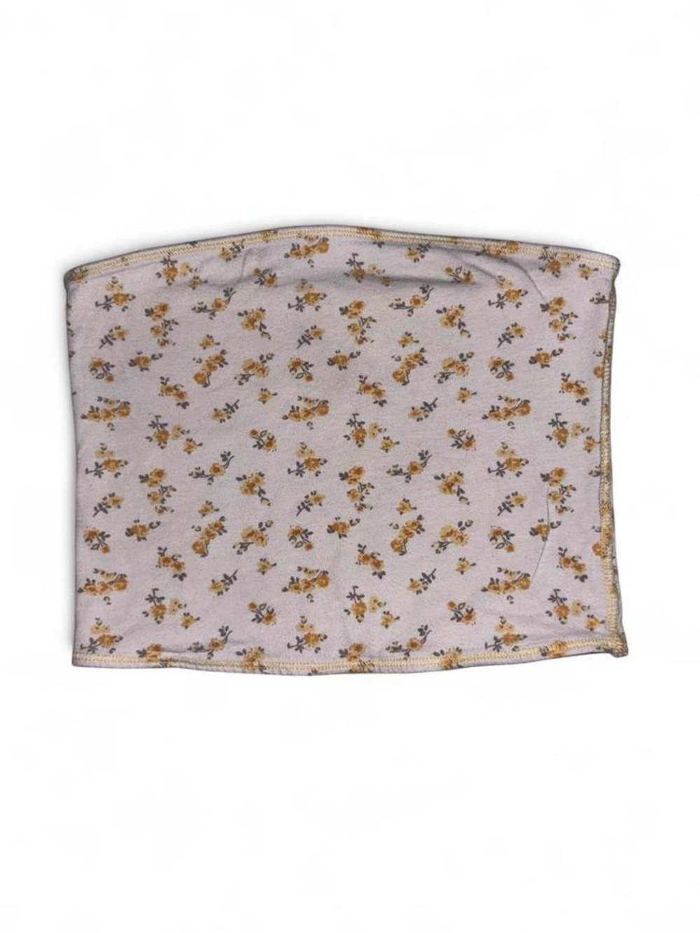 Floral Print Tube Top in White and Yellow